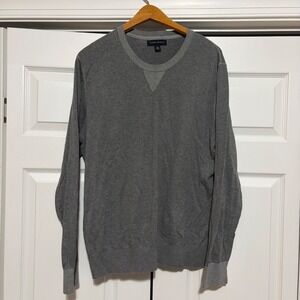 Banana Republic Crewneck Sweater Mens Size M Grey Preppy Cotton Lightweight Fall